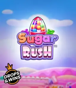 Enjoy the delightful world of the Sugar Rush slot game by Pragmatic Play, featuring a colorful candy dispenser set against a dreamy candy landscape. This image captures the joy and thrill of the game, enhanced with multicolored candies and enticing typography. Ideal for candy lovers, promising a delightful gaming experience. 