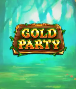 Discover the fairy-tale forest of the Gold Party game by Pragmatic Play, featuring a rustically styled wooden sign adorned with golden letters. The background features a misty green forest that adds a touch of enchantment to the overall ambiance. Ideal for those who enjoy enchanted forest settings, providing a captivating adventure. 