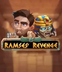 Dive into the mysterious world of Ramses' Revenge slot by Relax Gaming, showcasing a startled explorer and a menacing mummy against an Egyptian tomb backdrop. This graphic depicts the drama of Egyptian archaeology, great for fans of Egyptian-themed slots, providing a thrilling escape. 